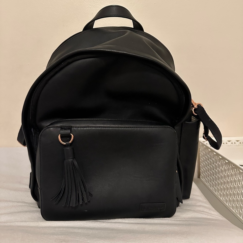 SkipHop faux leather backpack/diaper bag